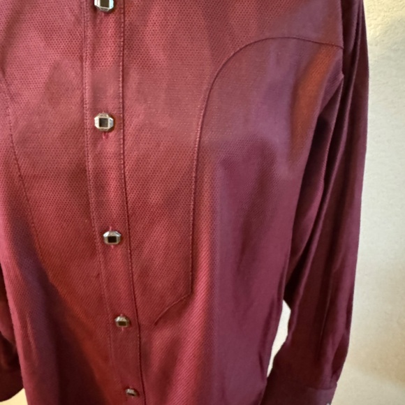 Men's Stubbs Long Sleeve Maroon Black High End Western Wear Shirt SZ M - Picture 6 of 9